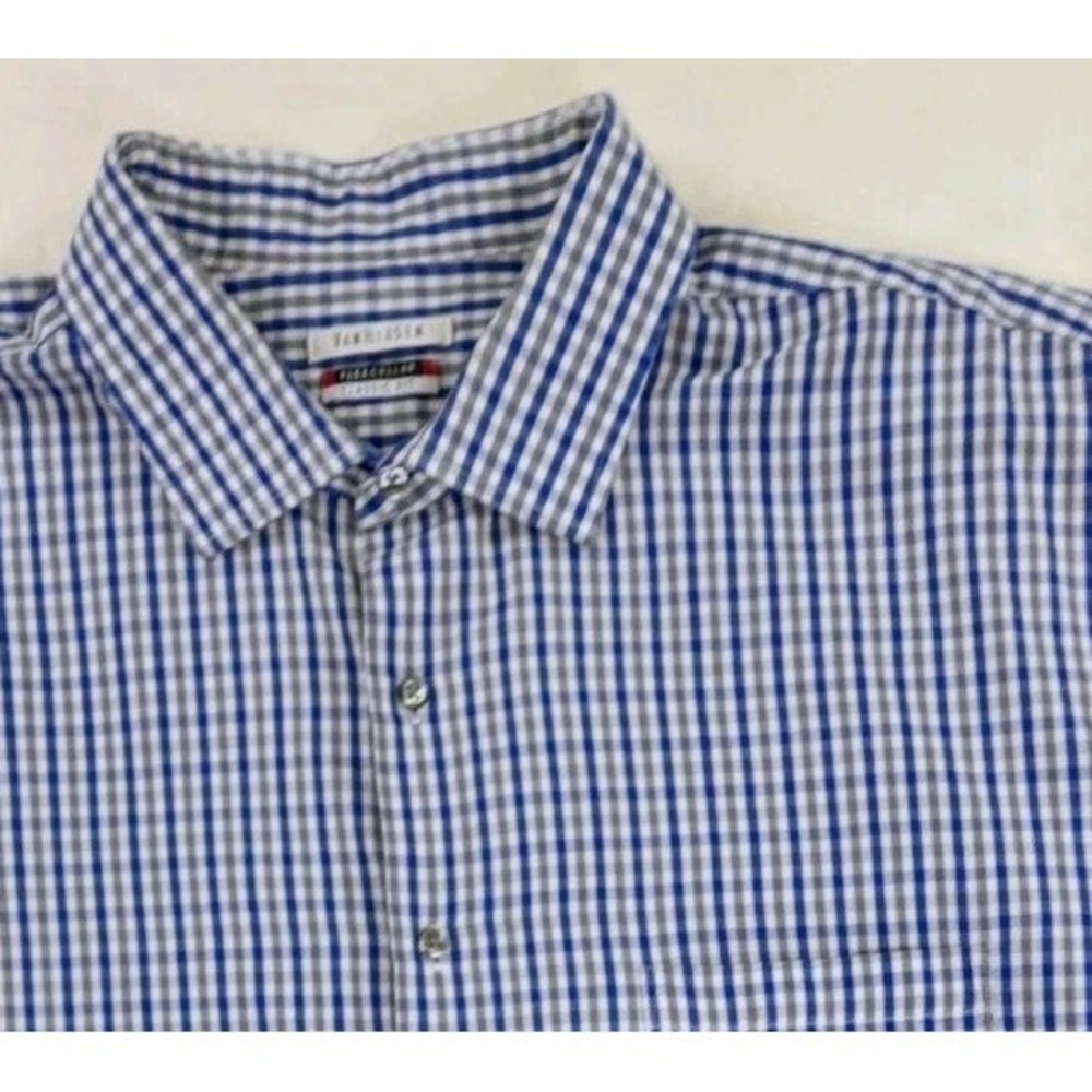Van Heusen Flex Collar Plaid‎ Classic Button down long sleeve 2XL 18 1/2  36/37